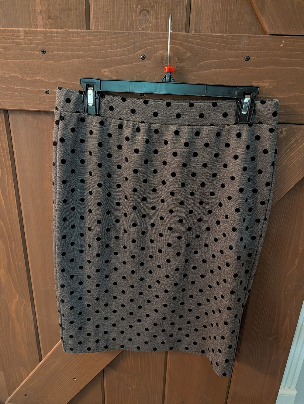 Elle Gray Pencil Skirt with Black Polka Dots